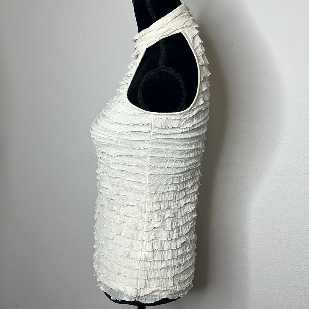Studio Y Cream Ruffle Halter Tank Top - Picture 9 of 10